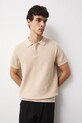 Polo bawełniane męskie z fakturą beżowy RS26-POM101