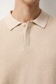 Polo bawełniane męskie z fakturą RS26-POM101 beżowy