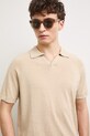 Polo męskie z lnem beżowy RS26-POM906