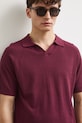 Polo męskie z lnem gładkie bordowy RS26-POM906