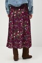 Odzież Spódnica damska midi z wiskozy w kwiaty RS26-SDD030 bordowy