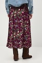 Odzież Spódnica damska midi z wiskozy w kwiaty RS26-SDD030 bordowy