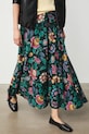 Sukně dámská midi, z viskózy, s květinovým motivem RS26-SDD030 černá RS26