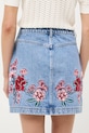 Spódnica jeansowa bawełniana damska mini z ozdobnym haftem niebieski RS26-SDD420
