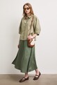 Spódnica z lnem gładka RS26-SDD901 zielony RS26