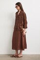 Spódnica z lnem gładka RS26-SDD901 brązowy RS26