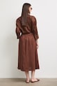 Odzież Spódnica z lnem gładka RS26-SDD901 brązowy