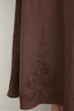 Spódnica trapezowa z lnem z haftem brązowy RS26-SDD903