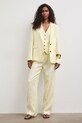 Spodnie straight damskie lniane gładkie RS26-SPD800 żółty RS26