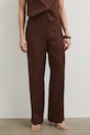 Spodnie straight damskie lniane gładkie RS26-SPD800 brązowy RS26