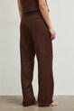 Odzież Spodnie straight damskie lniane gładkie RS26-SPD800 brązowy
