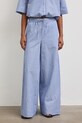 Spodnie wide leg damskie bawełniane RS26-SPD803 niebieski RS26