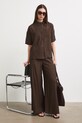 Spodnie wide leg damskie z wiskozą RS26-SPD907 brązowy RS26