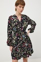 Sukienka damska mini z wiskozy wzorzysta RS26-SUD031 czarny RS26