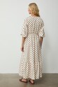 Odzież Sukienka rozkloszowana z dodatkiem lnu RS26-SUD071 beżowy