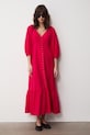 Medicine sukienka rozkloszowana z dodatkiem lnu RS26-SUD071 różowy RS26