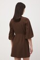 Odzież Sukienka rozkloszowana z dodatkiem lnu RS26-SUD074 brązowy