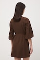 Odzież Sukienka rozkloszowana z dodatkiem lnu RS26-SUD074 brązowy