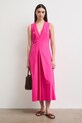 Sukienka rozkloszowana bawełniana z elastanem gładka RS26-SUD090 różowy RS26