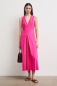 Sukienka rozkloszowana bawełniana z elastanem gładka RS26-SUD090 różowy RS26