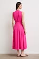 Odzież Sukienka rozkloszowana bawełniana z elastanem gładka RS26-SUD090 różowy