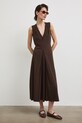 Sukienka rozkloszowana bawełniana z elastanem gładka RS26-SUD090 brązowy RS26