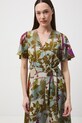 Medicine sukienka kopertowa z domieszką lnu RS26-SUD650 multicolor