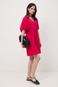 Sukienka oversize z lnem RS26-SUD700 różowy RS26