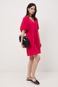 Sukienka oversize z lnem RS26-SUD700 różowy RS26