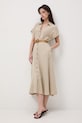Medicine sukienka rozkloszowana z lnem RS26-SUD701 beżowy RS26