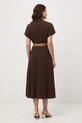 Odzież Sukienka rozkloszowana z lnem RS26-SUD701 brązowy