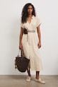 Šaty s rozšíreným strihom s viskózou RS26-SUD803 béžová RS26