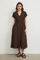 Sukienka rozkloszowana z wiskozą RS26-SUD803 brązowy RS26