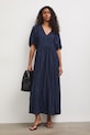 Šaty s rozšíreným strihom s viskózou RS26-SUD804 tmavomodrá RS26