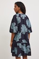 Odzież Sukienka rozkloszowana z lnem RS26-SUD811 granatowy