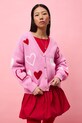 Medicine kardigan z domieszką wełny różowy RS26-SWD281