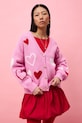 Medicine kardigan z domieszką wełny różowy RS26-SWD281