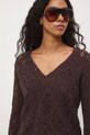 Medicine sweter damski ażurowy brązowy RS26-SWD504