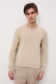 Medicine sweter męski z bawełny i lnu RS26-SWM500 beżowy RS26