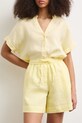 Szorty damskie lniane regular waist gładkie RS26-SZD903 żółty RS26