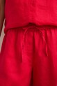 Szorty damskie lniane regular waist gładkie czerwony RS26-SZD903
