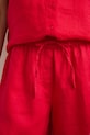Szorty damskie lniane regular waist gładkie czerwony RS26-SZD903