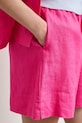 Szorty damskie lniane regular waist gładkie różowy RS26-SZD903