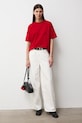 T-shirt bawełniany damski gładki RS26-TSD020 czerwony RS26