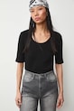 Bavlnené tričko dámske s elastanom vrúbkovaný RS26-TSD033 čierna RS26