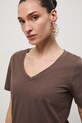 T-shirt damski bawełniany brązowy RS26-TSD052