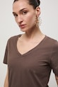 T-shirt damski bawełniany brązowy RS26-TSD052