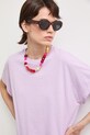 T-shirt damski bawełniany z efektem sprania fioletowy RS26-TSD080