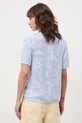 T-shirt damski ażurowy z wiskozą niebieski RS26-TSD304
