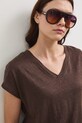 Medicine t-shirt damski lniany brązowy RS26-TSD700
